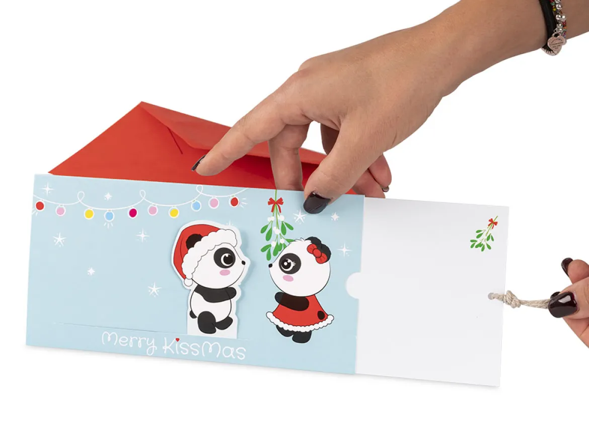 Biglietto di Natale a scorrimento – Panda Lovers
