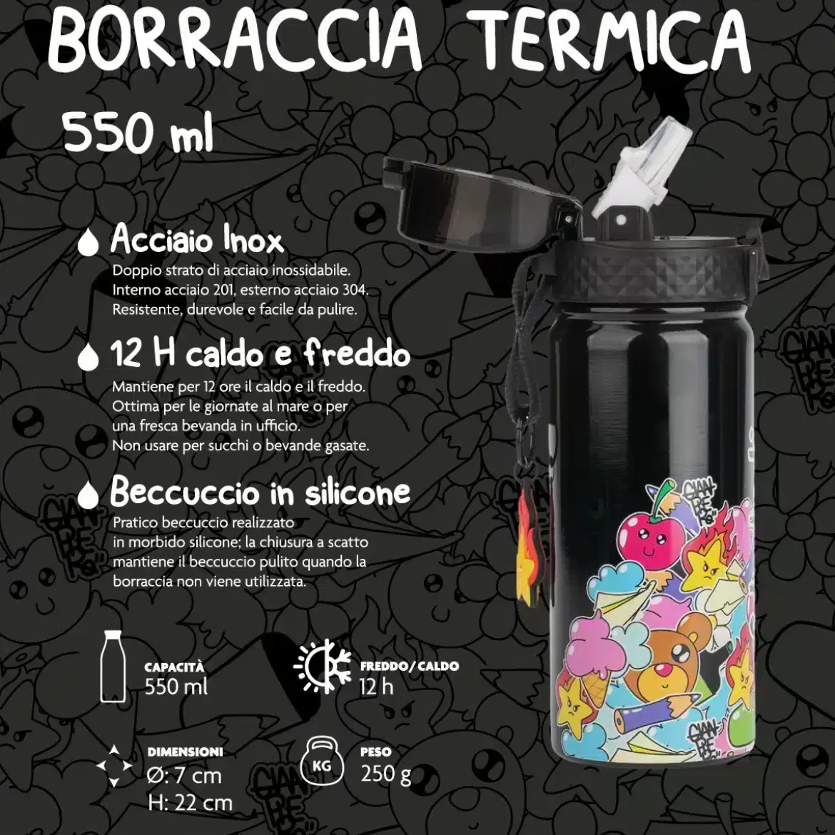 Borraccia termica Gianpiero x Colourbook – 550ml