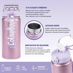 Borraccia termica Glitter 550ml