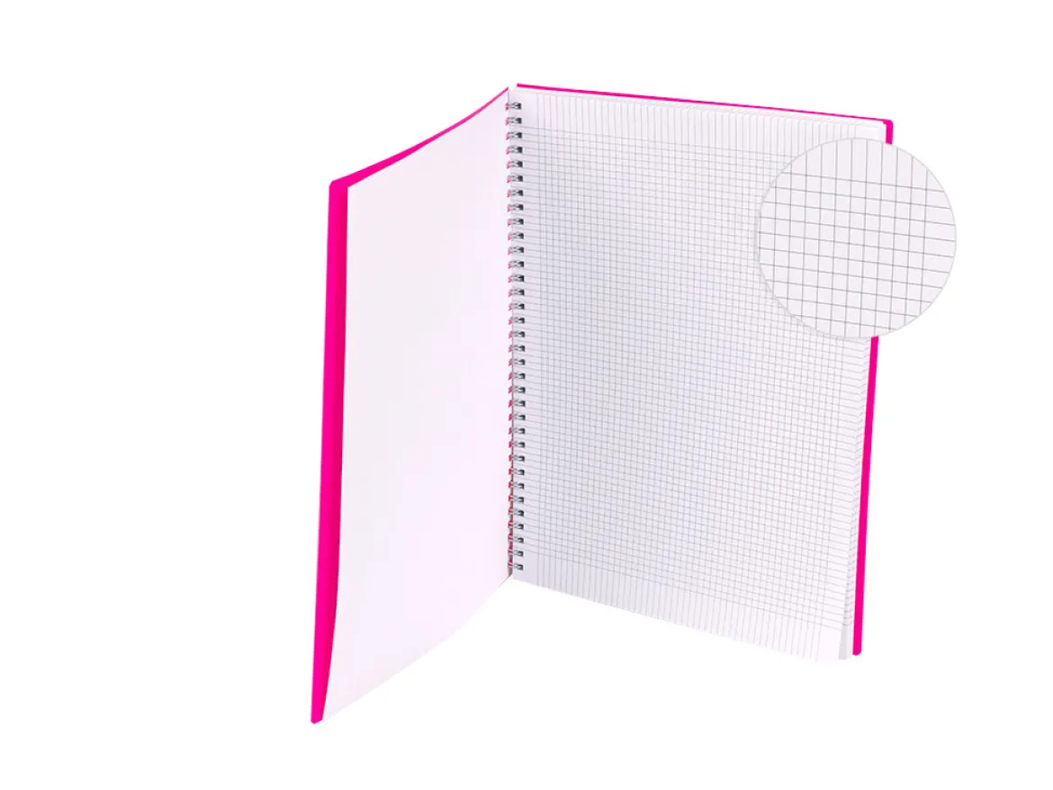 Quaderno a spirale A4 Fluo – Quadretti piccoli con margine
