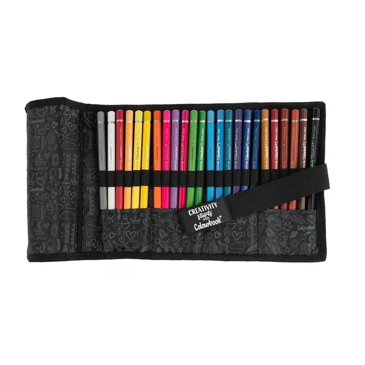 Rotolo portapastelli Glitter – 24 matite colorate Creativity Starts with Colourbook