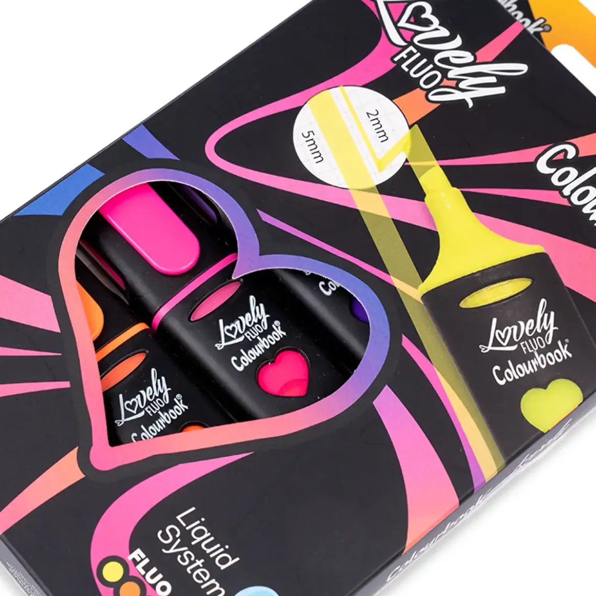 Set 6 evidenziatori liquidi Lovely Fluo – Colore intenso, tratto resistente all’acqua