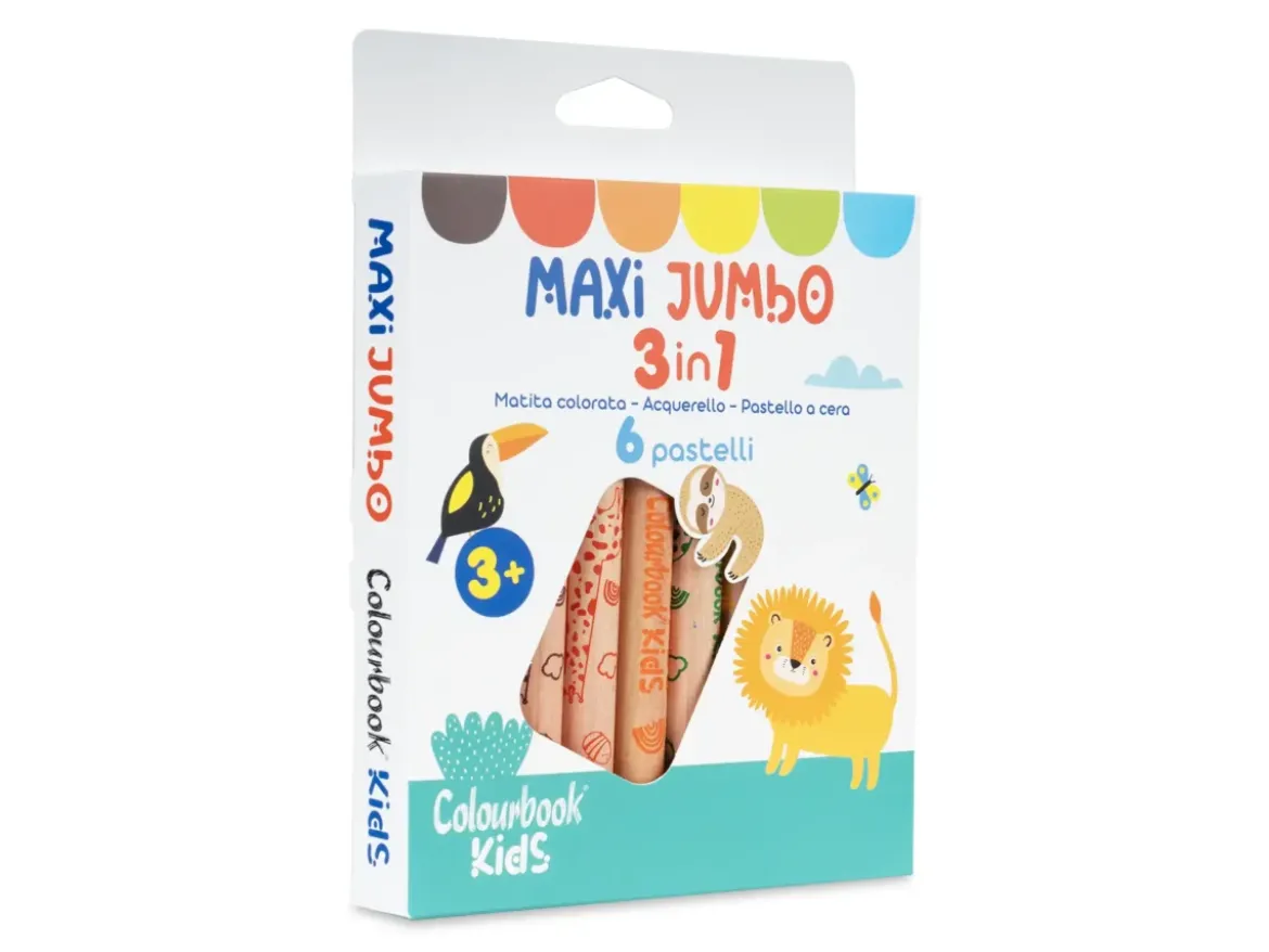 Set 6 matite colorate Maxi Jumbo 3 in 1
