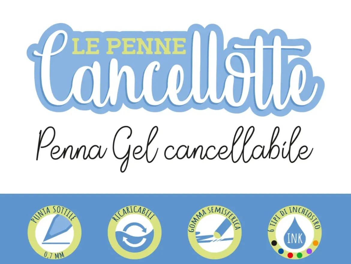 Set 10 penne Cancellotte +2 in omaggio – 6 inchiostri assortiti