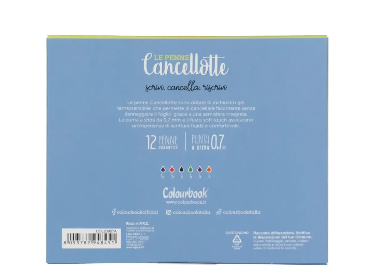 Set 10 penne Cancellotte +2 in omaggio – 6 inchiostri assortiti