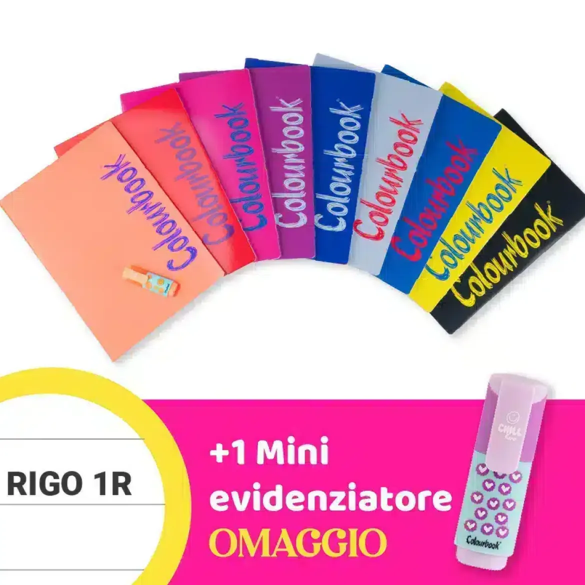 Set 6 quaderni A4 Bicolor Rigo 1R – Righe scuole medie e superiori + omaggio