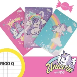 Set 3 quaderni profumati A4 Unicorn and Daisy Rigo Q – Quadretti 5mm con margine