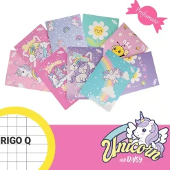 Set 3 quaderni profumati A4 Unicorn and Daisy Rigo Q – Quadretti 5mm con margine