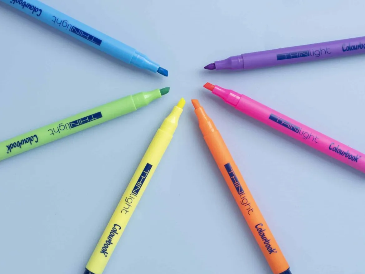 Taschetta 6 evidenziatori fluo Thin Light