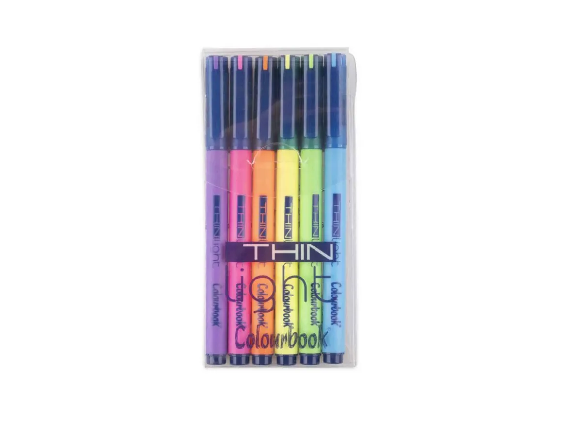 Taschetta 6 evidenziatori fluo Thin Light