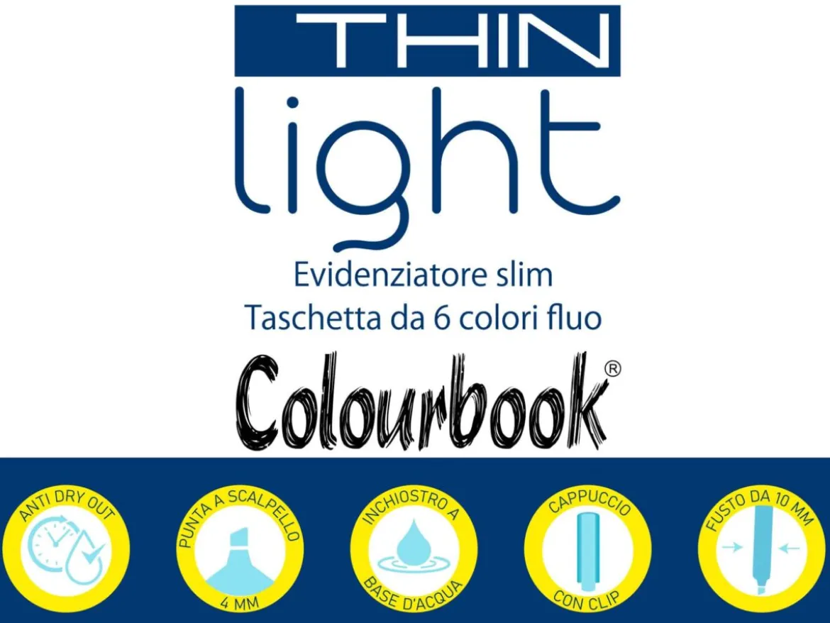 Taschetta 6 evidenziatori fluo Thin Light